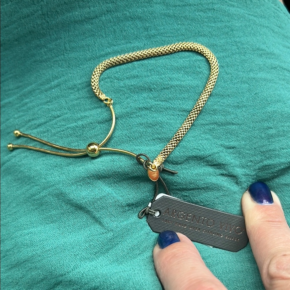 Italian Gold Mesh Adjustable Bracelet with Tag